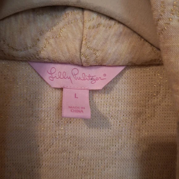 LILLY PULITZER BREA WRAP IN HEATHERED WHEAT LUREX MIZNER JACQUARD - Picture 4 of 4